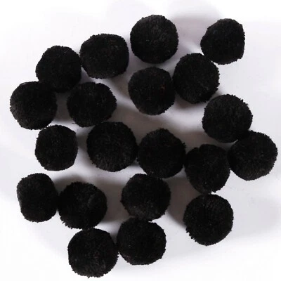 Decorative felt ball pom pom 2.5cm 100pc Christmas craft wool Black color Indian - Image 1 of 3
