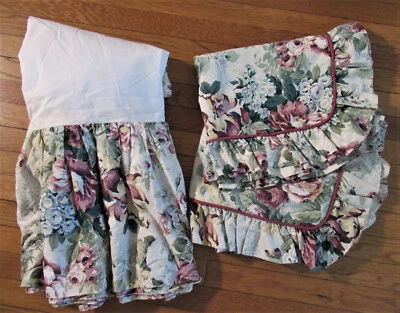 DE COLECCIÓN 1988 CROWN CRAFTS Lindsey Floral Queen Falda de Cama y 2 Jamones Estándar con Volantes Foto 1 de 4
