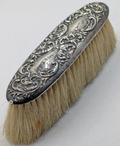 Small Antique Unmarked Sterling Silver Clothes Brush Monogram Victorian Scrolls - Picture 1 of 11