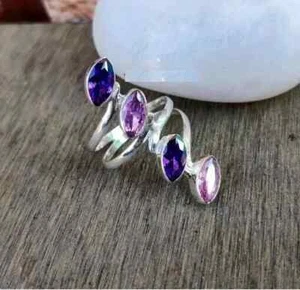 Amethyst Gemstone 925 Sterling Silver Handmade Statement Boho Ring All Size R275 - Picture 1 of 5