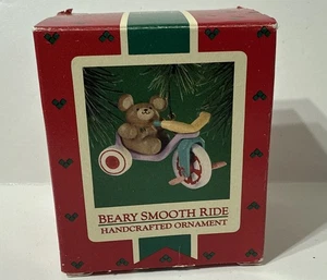 Hallmark Keepsake Ornaments Beary Smooth Ride 1985 Bear On Big Wheel QX480-5 - Picture 1 of 11