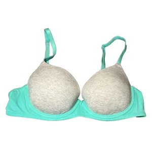Victorias Secret Pink Wear Everywhere Lightly Lined Bra Size 34A Grey Mint Green - Picture 1 of 20