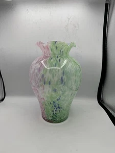 Murano mundgeblasene italienische 13" gekräuselte Vase - Bild 1 von 13