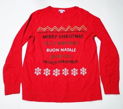 SUÉTER NAVIDAD LAURA SCOTT TALLA GRANDE TEJIDO COPOS DE NIEVE FELIZ NAVIDAD USADO EN EXCELENTE ESTADO Foto 1 de 4