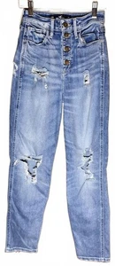 Hollister Distressed Ultra High-Rise Stretch Mom Jeans Knopfleiste Größe 00R - Bild 1 von 3