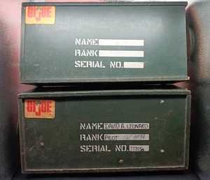 2x Vintage leere 60er GI Joe Holz Footlocker Aufbewahrungsbox Armeegrün (1 Tablett) Look - Bild 1 von 24