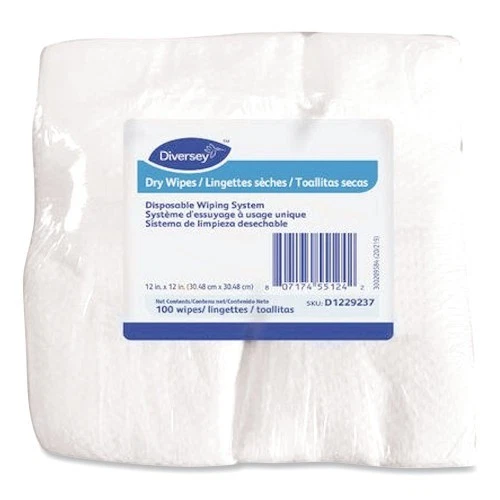 Diversey Dry Wipe Disposable Wiping System, 12 x 12, White, 600 Wipes D1229237 - Image 1 of 1