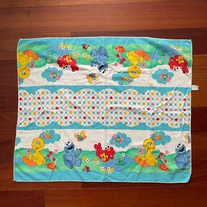 Vintage 90er Riegel Sesamstraße Baby Empfangsdecke Stoff Halstuch Elmo Big Bird - Bild 1 von 5