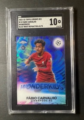 2022 Topps UCC - Fabio Carvalho, Liverpool - Wonder Kids RC Blue Wave /75 SGC 10 - Image 1 of 2