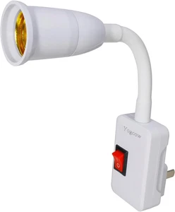 E27 E26 Light Bulb Socket Adapter Extender On Off Switch White Plug In - Picture 1 of 7