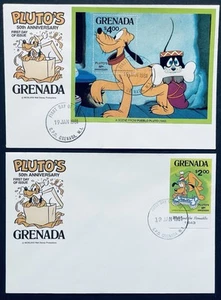 GRENADA DISNEY PLUTO'S 50TH ANNIVERSARY FDC'S STAMPS 1981 FDC ANIMATION PLUTO - Picture 1 of 1