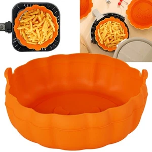 Air Fryer Silicone Pot with Handle Halloween Pumpkin Air Fryer Liner Heat qiErU - Picture 1 of 12