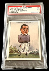 1931 WA&AC CHURCHMAN #4 WALTER HAGEN PSA 7 GOLFISTI SOLO 24 GRADI SUPERIORE BASSO POP - Foto 1 di 5