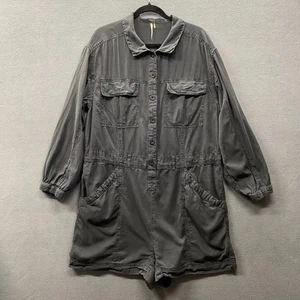 Free People Utility Pagliaccetto Manica Lunga Cotone Lino Donna XL Nero Casual Boho - Foto 1 di 16