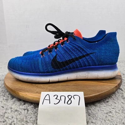 Nike Mens 11 Free RN Flyknit Racer Blue Orange Athletic Daily Gym Running Shoe - Image 1 of 4