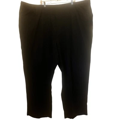 Брюки прямые штанины 6X высокие 42/44 эластичный пояс с косыми карманами Roaman's черные - Изображение 1 из 4