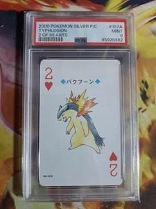 Pokémon - Typhlosion 2 of Hearts, Silver Lugia Back Poker Deck #157A PSA 9 - Picture 1 of 2