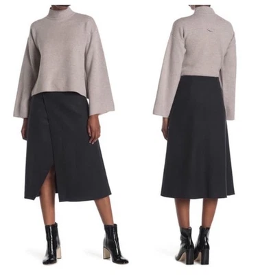 NUEVO CON ETIQUETAS Club Monaco Mujeres Corte Línea A Lana Midi Falda Gris Carbón Talla 10 $179 Foto 1 de 4