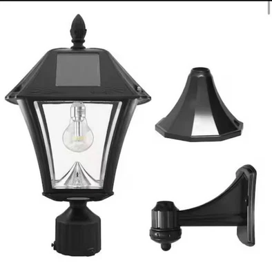 Baytown II Bombilla 1 Luz LED Negra Exterior Solar Poste Luz con Aplique de Pared Foto 1 de 2