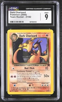 CGC 9 MINT Dark Charizard 2000 Team Rocket 21/82 Pokemon Card - Image 1 of 2