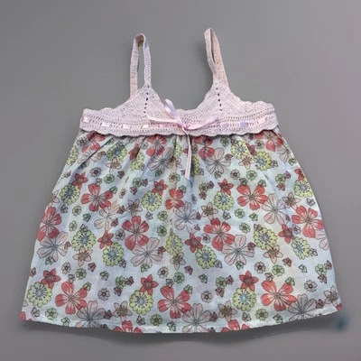 Greendog Girls Hippie Boho Floral Crochet Top 4T Pink Sleeveless - Image 1 of 4