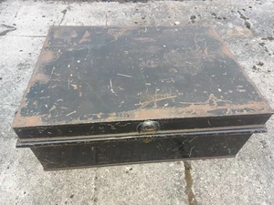 Antique Metal Black Deed Storage Box Document box No Key - Picture 1 of 3