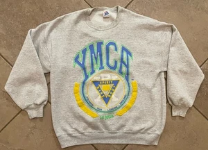 Felpa vintage YMCA La Jolla uomo XL grigia anni 90 Camp Spirit Mind body pullover - Foto 1 di 13