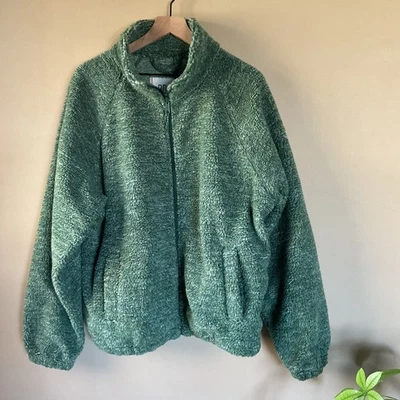 Jaqueta Urban Outfitters BDG Feminina Sherpa com Zíper Verde Tamanho Grande Nova Com Etiqueta - Imagem 1 de 4