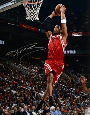 Foto autografiada por Tracy McGrady Houston Rockets 16x20 Dunking - Beckett con holograma Foto 1 de 2