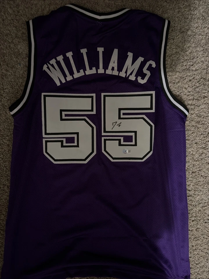 Camiseta deportiva firmada por Jason Williams de Sacramento Kings chocolate blanco con certificado de autenticidad BAS beckett Foto 1 de 4