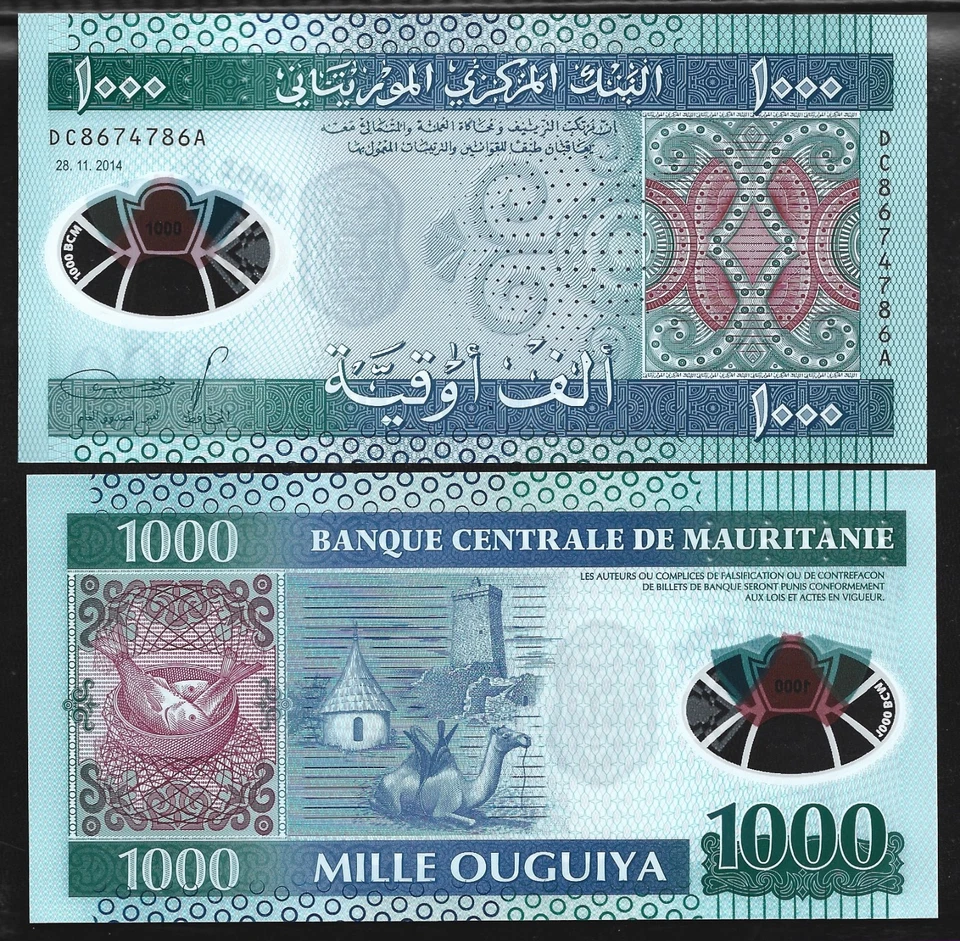 World Paper Money - Mauritania 1000 Ouguiya 2014 P19 Polymer Note @ Crisp UNC - Image 1 of 1