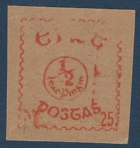 IRELAND 1/2 POSTAGE CUT SQUARE RED POSTMARK ON PAPER (NO STAMP) - Picture 1 of 1