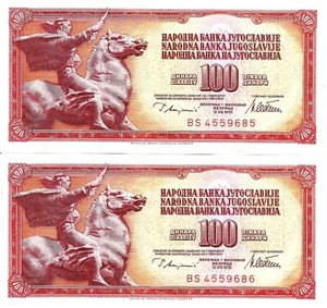 Yugoslavia 2x 100 dinars 1978 P-90a UNC consecutive - Bild 1 von 2