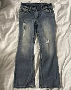 VS Hipster Jeans Women's Distressed Boot Cut Faded Ripped Blue Size 8 - Picture 1 of 9