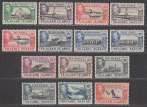 Falkland Islands 1938-50 King George VI Set to 1sh3d Mint SG146-159 toned gum - Picture 1 of 2