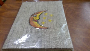 Umweltfreundliche Handarbeit Hanf bestickt Mond & Sterne Journal Notizbuch - Bild 1 von 3