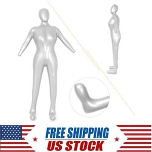 Full Body Woman Female Inflatable Mannequin Dummy Torso Display Model PVC Silver - Picture 1 of 9