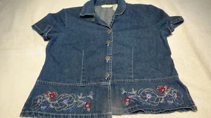 Studio Ease Size P Cool Jean Coat embroidered Buttons & decreation Cotton 100% - Picture 1 of 4