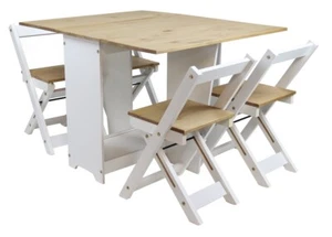 Corona Butterfly Drop Leaf Dining Table and 4 Chairs White Wax Mercers Furniture - Picture 1 of 8