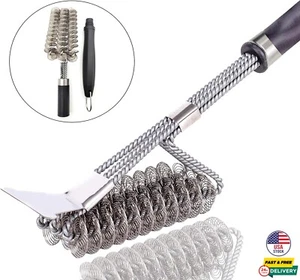 8" Stainless Steel BBQ Grill Brush Scraper Bristle Free Heavy Duty Grill Cleaner - Picture 1 of 7