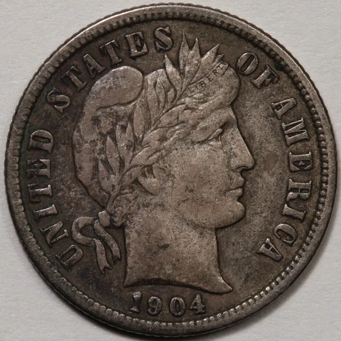 1904 barber Dime EF Condition XF Cover