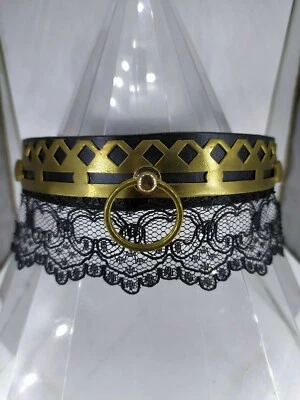 Collier ras de cou en cuir anneau domination fait main soumise bondage Sex BDSM - Photo 1/4