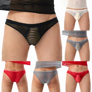 Intimo Da Uomo Costumi Da Bagno Intimo Trasparente Mutandine A Righe Slip ▼ - Foto 1 di 17