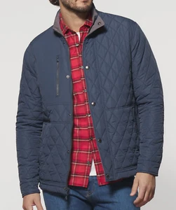JOHNNIE-O NAVY BLUE JUNO QUILTED SNAP FULL ZIP BARN JACKET COAT JMJK2410 SZ M - Picture 1 of 15