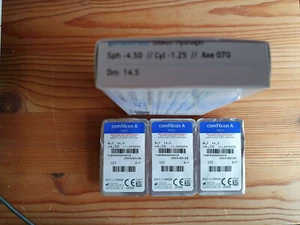 9 torische Kontaktlinsen -4,50 -1,25 x 070 Monatslinsen comfilcon A NEU - Bild 1 von 3