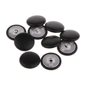 10x Black Artificial Leather Covered Buttons Shank Bag Shoes Embellishment Black - Picture 1 of 3