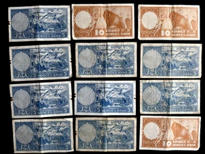 12 X 1956-1960 Norway 10 & 5 Kroner Banknote Collection - Picture 1 of 14
