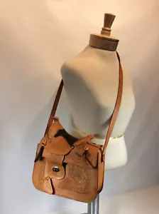 Handmade, Artisan Hand Tooled Mexican Leather and Sheepskin Saddle Shoulder Bag - Picture 1 of 9