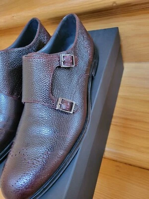 Oxfords masculinos "BOSS" vermelho escuro alça larga monge tamanho 8 EUA feitos na Itália - Imagem 1 de 4