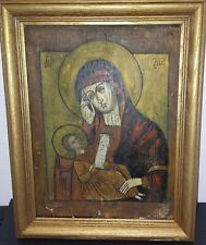 Antique Renaissance Religious Icon Painting On Wood Orthodox Soothe My Sorrows
